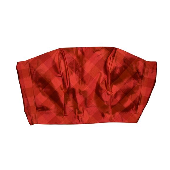 SARA CAMPBELL $248 Red Plaid Strapless Silk Satin Tie Back Strapless Top Size 12 - Picture 1 of 3